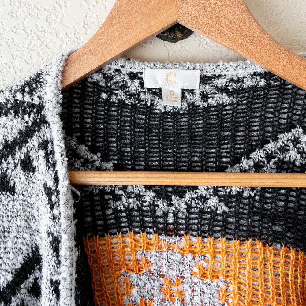 Charming Charlie Tribal Aztec Knit Cardigan Size Small Open Front Drape Sweater - Picture 3 of 8